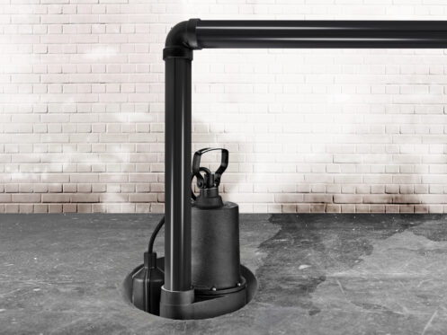 A sump pump in the basement in a Kentucky home
